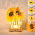 Sunflowers Flower Lamp,Rechargeable Cordless Touch Table Lamp for Bedroom,3-Colour Dimming Small Night Light,Crystal Bedside Lamps with USB Charge,Birthday Christmas Gifts for Women,Mom (Sunflowers)