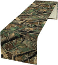 Forest Camouflage Table Runner, Camo Conifer Oak Branches Leaves Military Mossy Lodge Country Camp Cabin Theme Dinner Table Runner for Home Kitchen Dining Table Decoration 13"x120"