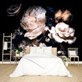 Black Peony Floral Wallpaper Peel and Stick Wall Mural for Bedroom Living Room - 58"x86"