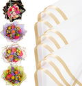 the florist Supply 20 Sheets Premium Flower Wrapping Paper | Waterproof Flower Wrapping Paper for Bouquets | Double Sided Floral Bouquet Sheets | DIY Gifts Borderline White/Gold
