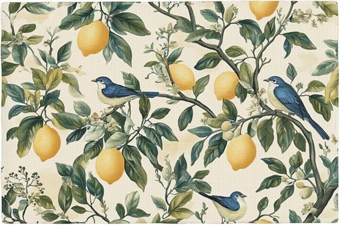 Lemon Placemats Set of 6 Washable Table Mats Summer Yellow Lemonade Stand Heat-Resistant Cotton Linen Place Mats for Dining Table Kitchen Indoor Outdoor Party Holiday Decor