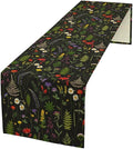 Rustic Field Table Runner, Vintage Farmhouse Natural Forest Wildflowers Plants Herb Print Kitchen Dining Table Decor Seasonal Home Decoration Indoor Outdoor Party, 13x60inch