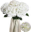 Kimura's Cabin 5Pcs 21inch Real Touch White Hydrangeas Flowers Realistic Hydrangea Artificial Flower with Stem Bouquet for Wedding Birthday Party Home Interior Dining Table Centre Decoration (White)