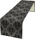 Black Damask Table Runner,Gothic Antique Victorian Floral Boho Table Runner for Home Kitchen Table Dining Garden Farmhouse Wedding Party Decor 13x108 Inch
