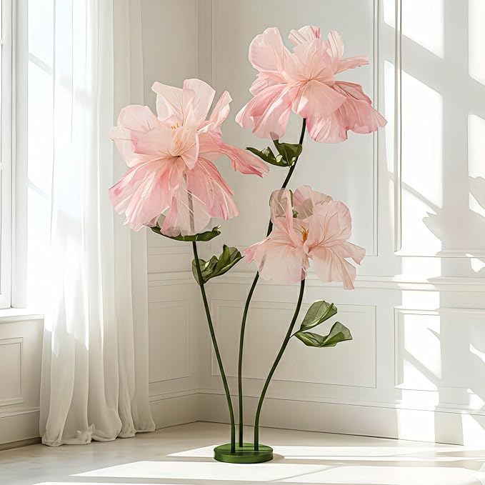 Giant Flowers Backdrop Decor, Jumbo Artificial Silk Flowers for Wedding Ceremony, Christmas Party Banquet, Birthday Home Decor Professional Event Photography Styling
