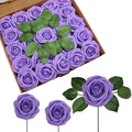 JOYLEX Artificial Flowers Realistic Roses, Real Looking Fake Roses with Stem for DIY Wedding Bouquets Centerpieces Bridal Shower Party Home Romantic Decorations (Purple, Regular 3" - 200pcs)