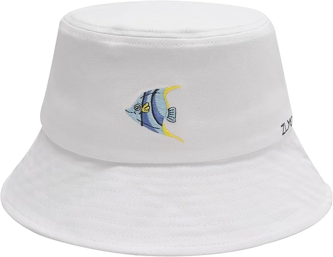 ZLYC Unisex Fashion Embroidered Bucket Hat Summer Fisherman Cap for Men Women