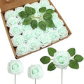 JOYLEX Artificial Flowers Realistic Roses, Real Looking Fake Roses with Stem for DIY Wedding Bouquets Centerpieces Bridal Shower Party Home Romantic Decorations (Light Green, Regular 3" - 200pcs)
