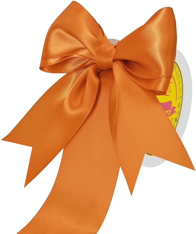 Double Face Autumn Orange Satin Ribbon 2 inch X 25 Yards Polyester Autumn Orange Ribbon for Gift Wrapping Very Suitable for Weddings Party Hair Bow Invitation Decorations and More