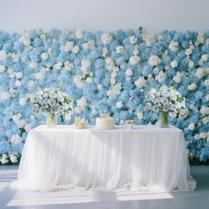 ASTRYAS 8Pcs Peonies Artificial Flowers, Blue Peony Bridal Artificial Peonies, Silk Peony Flowers Fake Artificial Flowers Bouquet for Centerpiece Table Wedding Party Home Decor- Light Blue