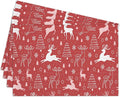 Elk Red Christmas Placemats Set of 4, Dining Mat Cotton Linen Waterproof Table Mats Decor Fabric for Christmas Holiday Kitchen Dinner Table, Washable Wipeable Placemat -N041