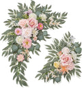 Wedding Welcome Signs Floral(Pack of 2)，Wedding Arch Flowers for Wedding Decorations and Reception Backdrop Decoration (New Pink)