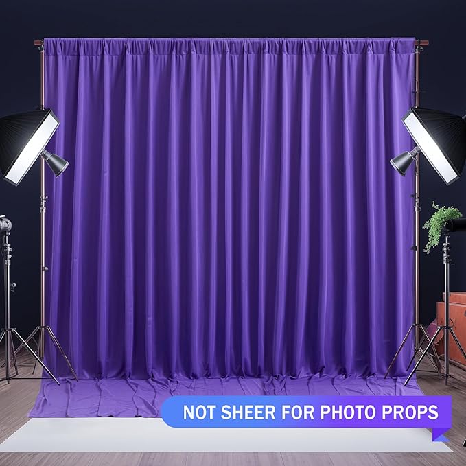 Purple Backdrop Curtains 2 Panels-Wrinkle-Free Purple Curtains Polyester Photography Drapes for Baby Shower Birthday Party Photo Background Backdrop Stand- 8 X10FT