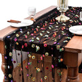Joanlody 3pcs Black Embroidery Daisy Christmas Table Runner 10ft Florals Seasonal Tulle Table Runner Holiday Kitchen Dining Table Decoration for Home Party Indoor