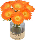 Orange Flowers Artificial Gerbera Daisies 8Pcs PU Daisy Flowers 11.8 Inches Small Artificial Flowers for Vase Wedding Centerpiece Arrangement Living Room Home Decor