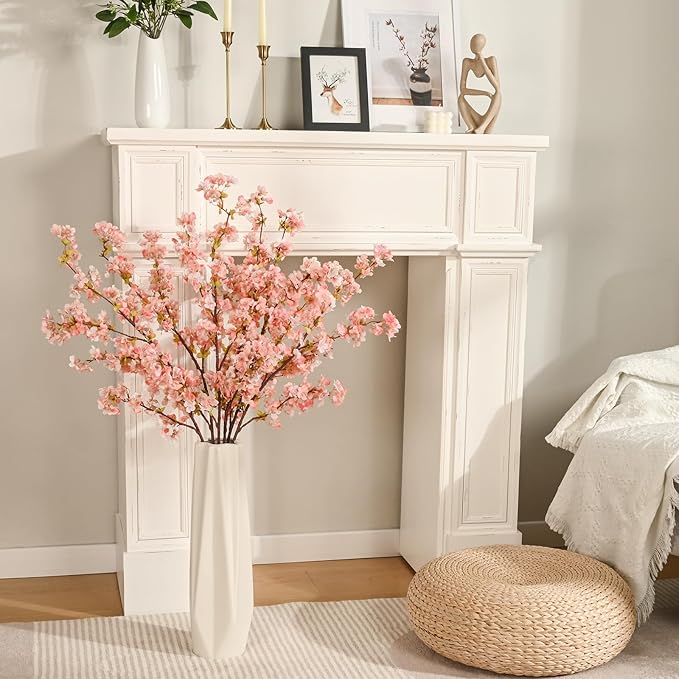 Sunm Boutique Plum Blossom Artificial Flowers Simulation Flower Table Decoration Accessories Party Beach Theme Decorations Artificial Cherry Blossom Flower (Pink Cherry Blossom, Pack of 3)