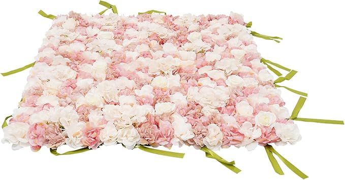 CNCEST Artificial Flower Wall Panels, Flower Wall Mat Silk Rose Flower Panels, Artificial Flower Wall Background (Multi-3.28x3.28ft)