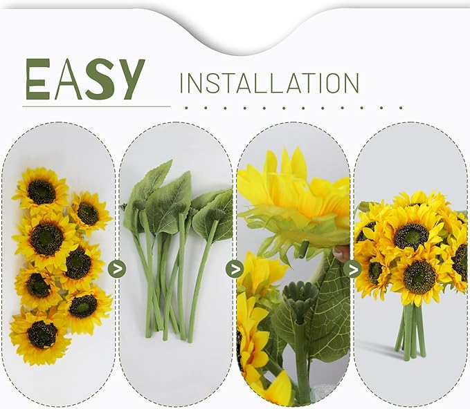Sunflowers Artificial Flowers,7 Pcs Fake Sunflowers with Stems,Artificial Sunflower Bouquet for Sunflower Decor,Kitchen Decor,Silk Flowers for Home Decor Indoor,Flower Centerpieces for Tables
