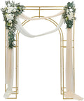 Wedding Arch Backdrop Stand, 7.9 Ft Heavy Duty Gold Metal Square Wedding Arch, 3D Floral Balloon Frame Flower Stand for Garden Indoor Outdoor Party Birthday Parties Engagements Decoration