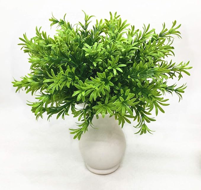PASYOU Artificial Plants Shrubs, Plastic Shrub Fake Bushes Grass Greenery Leaves Bush Indoor Outdoor Home Garden Party Verandah Wedding Décor DIY Table Arrangement Decoration Planter Filler 2 Pcs