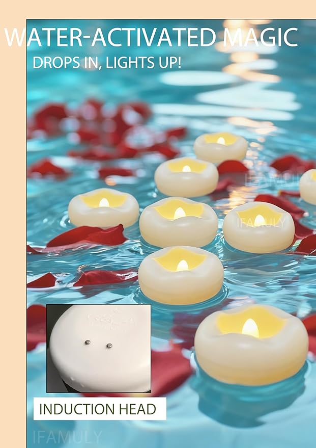 Floating Candles, 48 Packs 2.3 Inch Flameless LED Candle, 160+ Hour Battery Operated Waterproof Tealights for Wedding Centerpieces Marriage Proposals Pool Party Cylinder Vases Spa Christmas New Year