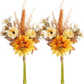 Fake Flower Bouquet, Faux Flower Arrangement for Decorating Kitchens, Bedrooms, Bathrooms, Realistic Artificial Flowers Made of Silk & Plastic, Floral Decoration with Dahlia & Small Blossoms