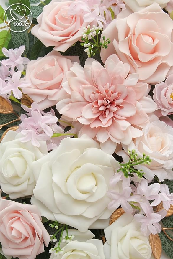Pack of 2 Wedding Arch Decorations Artificial Hanging Flowers Floral Swag for Wedding Welcome Sign Backdrop Balloon Arch Home Party Bridal Ceremony Reusable (Light Pink)