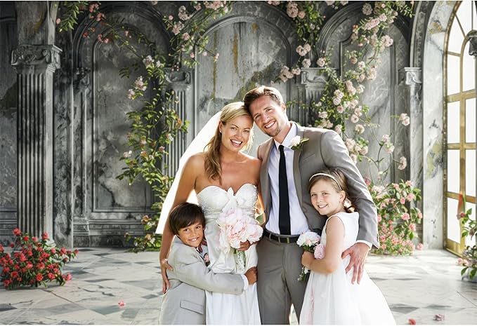 Baocicco 15x10ft Place Flower Wall Photography Background Victoria Arch European Castle Wall Pink Red Rose Backdrop for Women Girls Themed Party Decorations Wedding Baby Shower Cake Table Photoshoot