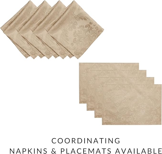 Elrene Home Fashions Caiden Elegance Damask Waterproof, Stain & Wrinkle Resistant Fabric Placemats (Set of 4), 13" x 19", Taupe