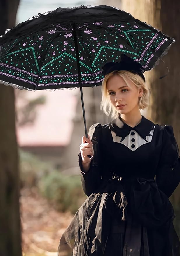 Vintage Lace Parasol Gothic Lolita Umbrella UV Sun Protection Witch Cosplay Photoshoot Props Party Decoration