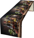 Red Wine Themed Retro Table Runner, Table Dresser Runner, Kitchen Dining Table Runners for Indoor Outdoor Holiday Decor 13" x90