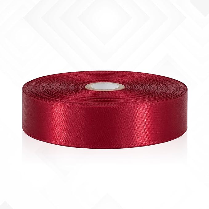 Wine Red Satin Ribbon 1 Inch, 60 Yards Wine Red Ribbon for Hair, Crafts, Graduation Wreaths, Flower Bouquet, Gift Wrapping, Christmas, Halloween