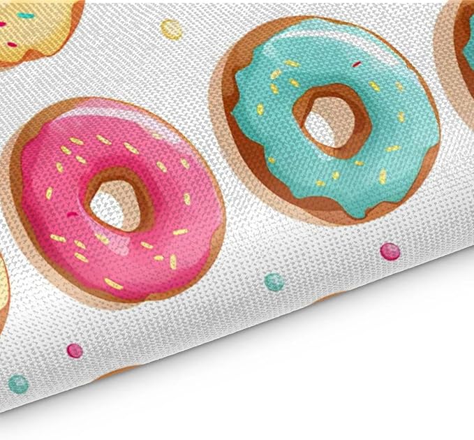 Sweet Doughnuts Placemats, Place Mats Set of 4, Heat Resistant Place Mats, Washable Table Mats for Dining Table, Non-Slip Stain Resistant Kitchen Table Placemats, Colorful Donut Pattern