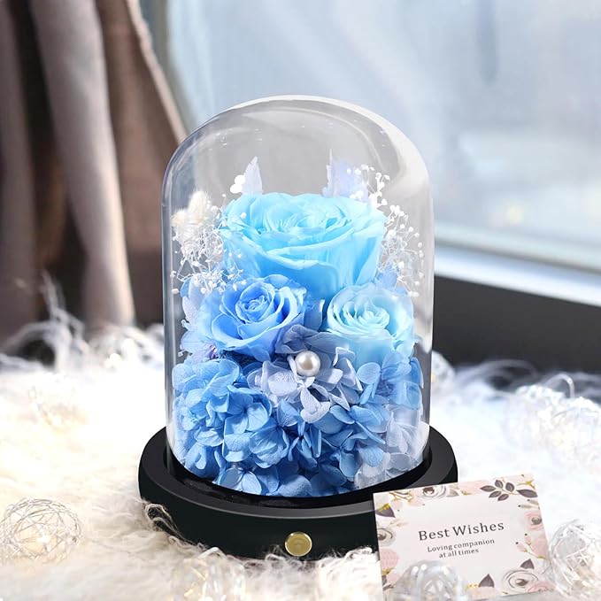 FIACO Preserved Flowers Rose Gifts for Women, Birthday Gifts Eternal Rose in Glass Dome Long-Lasting Real Forever Flowers Gifts for Mom Grandma Wife Girlfriend