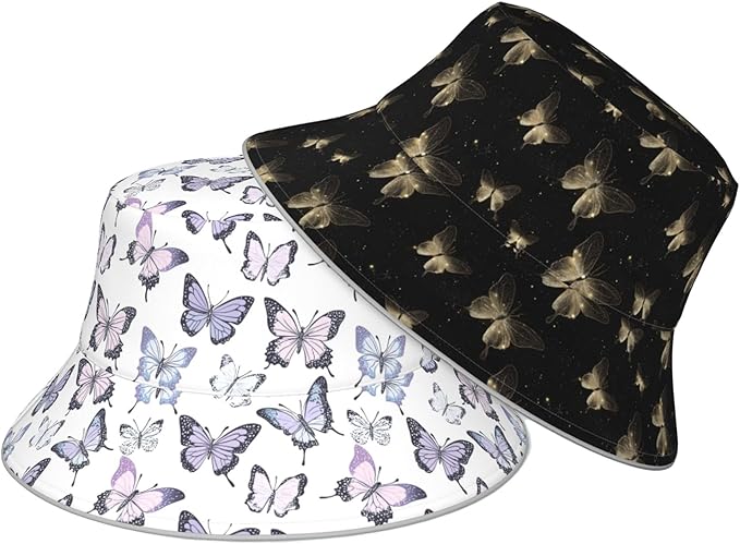Bucket Hat Double-Side-Wear Reversible Sun Hat Beach Travel Hiking for Women Men