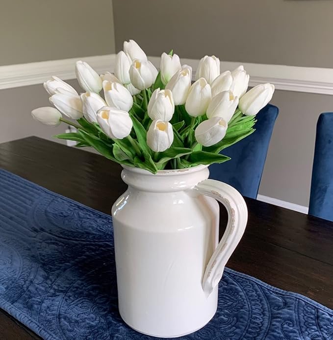 DEEMEI Tulips Artificial Flowers 20 Pcs Multicolor Fake Tulip Stems Real Touch PU Tulips for Easter Spring Wedding Bouquet Home Centerpiece Floral Arrangement Table Décor