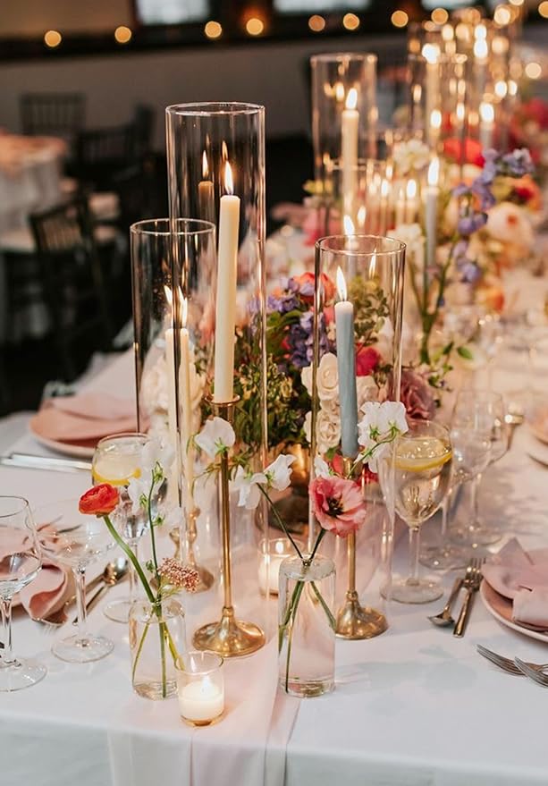 6 Pack Glass Cylinder Vases 16 Inch Tall Clear Flower Vase for Centerpieces, Hurricane Floating Candle Holder Wedding Decorations, Floral Vase Bulk for Table Shelf Party Home Deco (16 x 3.35 Inch)