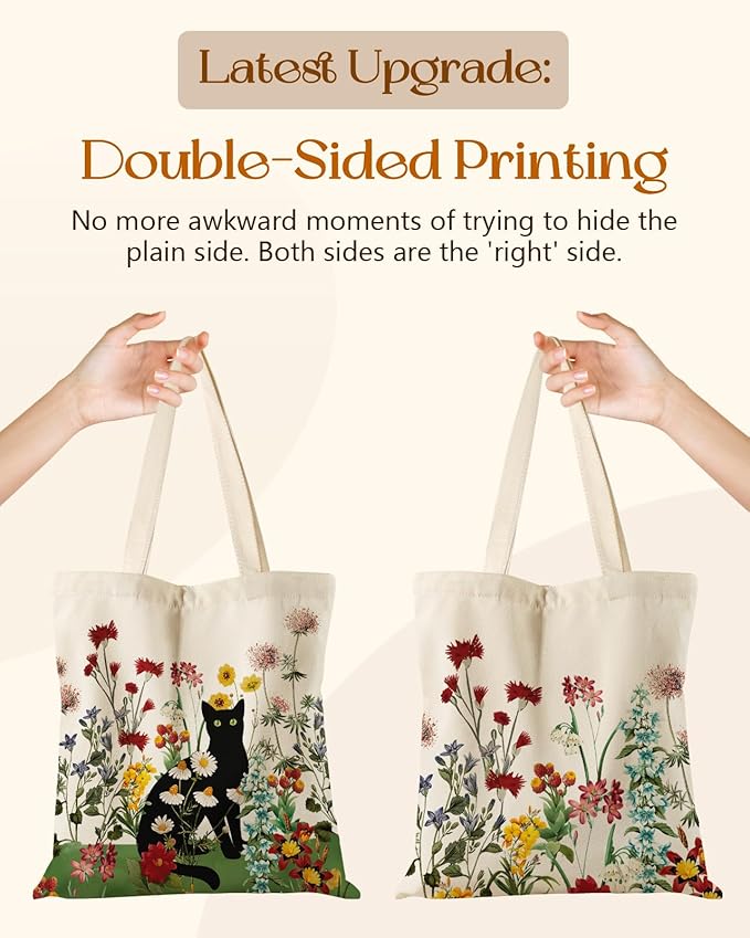 Aesthetic Tote Bag for Women- with Magnetic Buckle and Zipper Inner Pocket Cloth Cotton Canvas Tote Bags