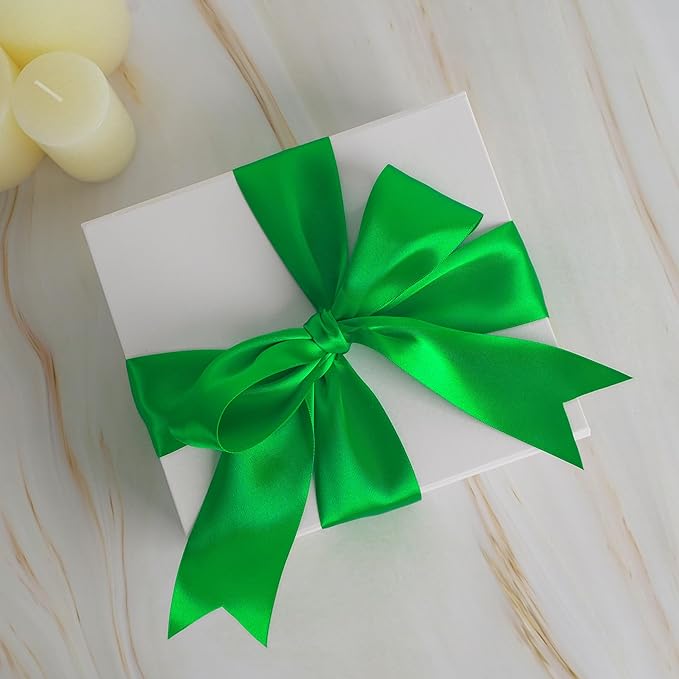 MEEDEE Satin Ribbon - 2 Inch Double Faced Satin in Emerald Green, 25 Yards for Christmas Tree, Crafts, Weddings, Flower Bouquets, Holiday Decor