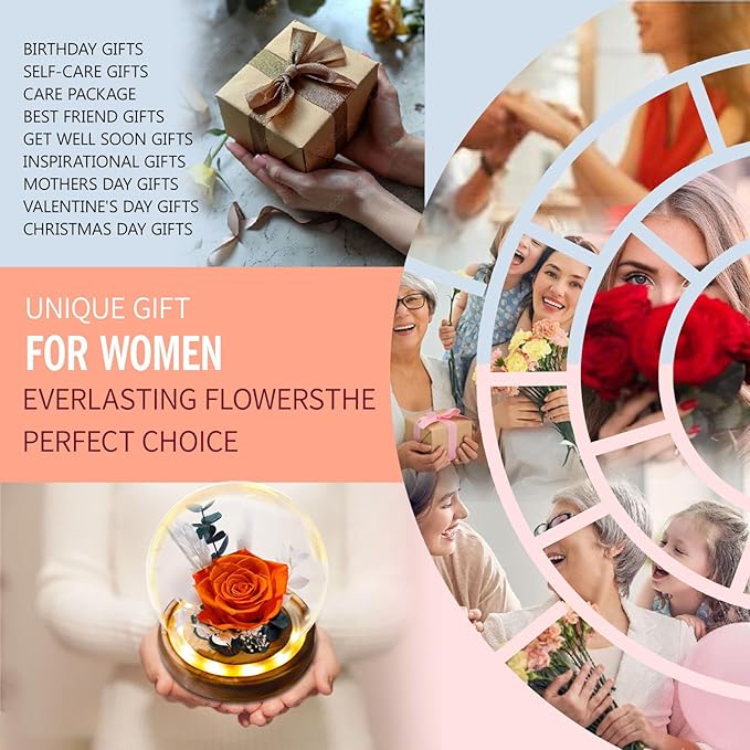 TGELATA Flowers, Roses Gift - Fresh Flowers Bouquet & Preserved Roses, Rose Arrangement That Lasts Forever – Birthday Gift for Women, Mother’s Day & Christmas