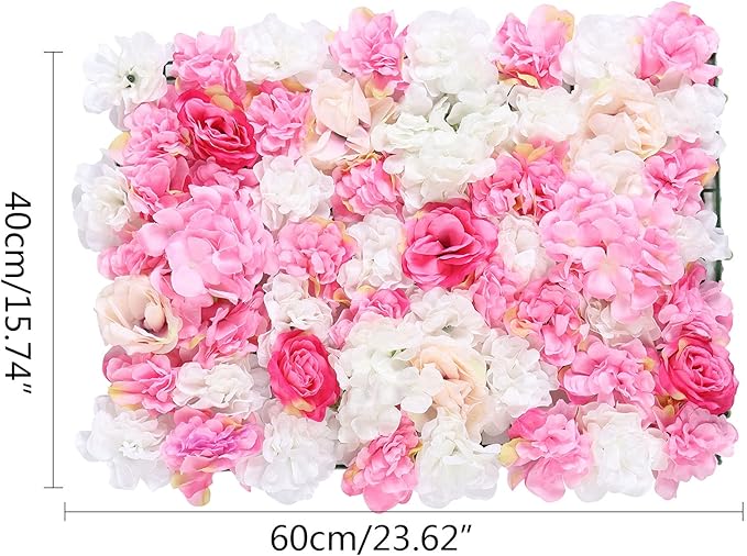 LOYALHEARTDY 8 Pack Artificial Flower Wall Panels 24" x 16" Flower Wall Panel Wall Backdrop Faux Hydrangea and Rose Flower Backdrop Panels for Flower Wall Decor Wedding Party Event Decoration