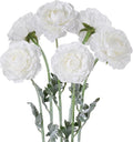 6Pcs White Ranunculus Artificial Flowers 19.7’’ Realistic Faux Ranunculus Silk Peonies with Stems for Wedding Bouquet Home Kitchen Party Garden Indoor Decoration(White)