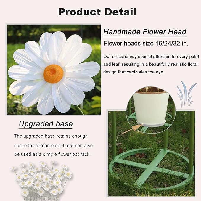Large Daisy Flowers Artificial 5.9 Ft Giant Paper Flowers Decoration Big Flowers Decor for Birthday Party Garden Office Home Wedding Graduation Shop Window Display(White)