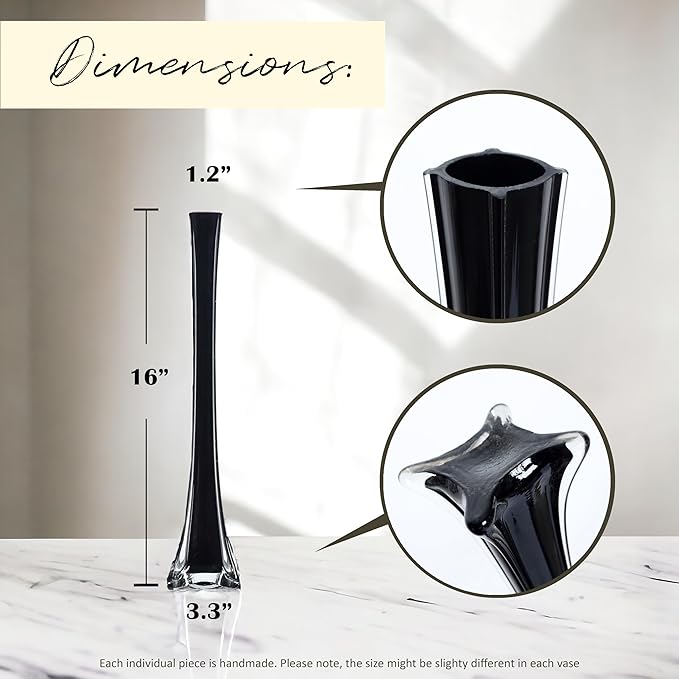 Craft And Party, Pack of 12, Eiffel Tower Vases Centerpiece for Flower, Wedding, Decoration. (16", Black)