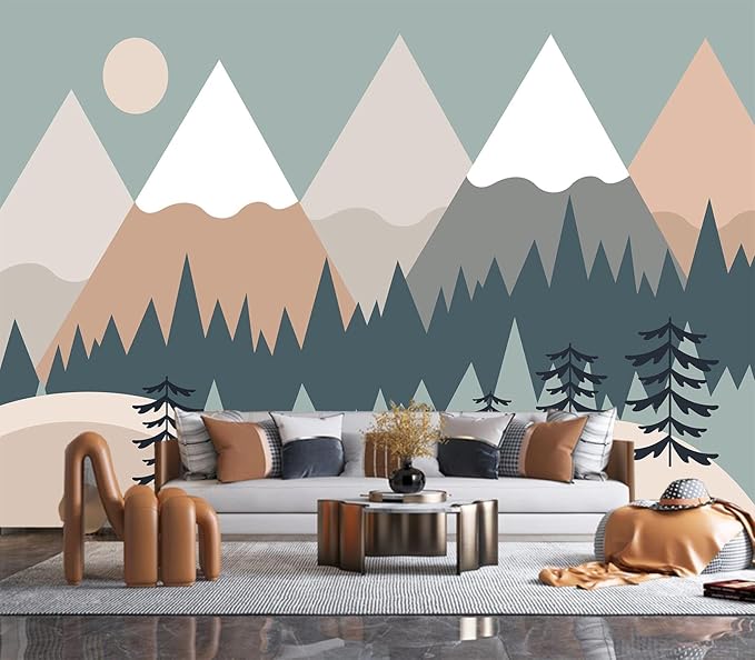 Eierme-Baby Mural Photo Wallpapers with Mountains Sun Trees Peel and Stick 137" x 102"