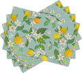 Lemon Linen Placemats Set of 4 Summer Tropical Fruits Floral Placemats for Indoor Outdoor Party Home Desktop Kitchen Dining Room Decor 12x18 Inch