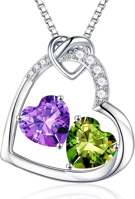 Iefil Christmas Gifts for Women Wife - 925 Sterling Silver Birthstone Necklace, Anniversary Birthday Gifts for Women, Birthstone Jewelry Gift for Wife Girlfriend Mom