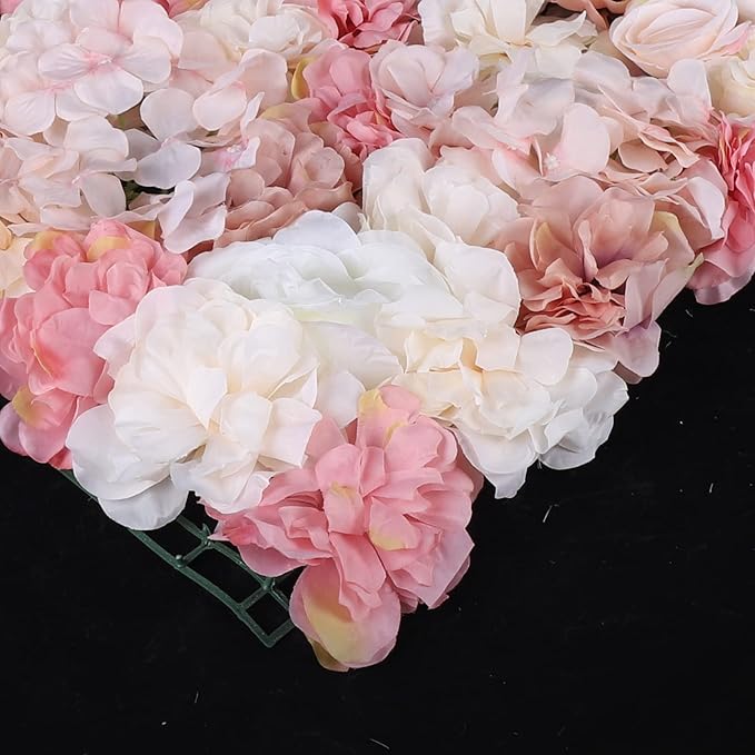 Flower Wall Panels 3D Flower Wall Backdrop, 6Pcs Artificial Flower Wall Panel Silk Rose Floral Decorative Faux Flower Wall Background for Wedding Home Decoration (Pink,23.6 * 15.7in)