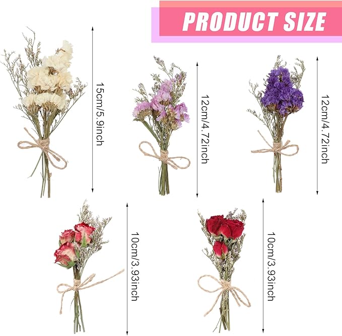 10 Pack Dried Flower Bouquets Mini Dried Flower with Stem Forget Me Not Dried Embossing Natural Flower Bundles Artificial Flower Dried Floral Arrangement for Vase DlY Wedding Decor (Forget Me Not)