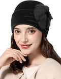 Sumolux Beanie Hats for Women Wool Skull Cap Beret Floral Cuffed French Vintage Dress Cloche Classic Winter 1920s